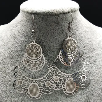 2021 Módní Stříbrné Barvy z Nerezové Oceli Prohlášení Náušnice, Šperky pro Ženy, Indické Náušnice Šperky mujer moda joyas E1619S02