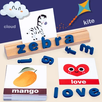 Dítě Montessori Abeceda Hláskovat Hra Vzdělávací Puzzle Hračka Pro 2-4 Rok Staré Dítě Učí Uznání Dopis, Pravopis Hry
