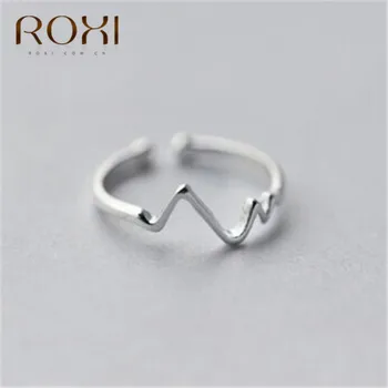 ROXI 925 Sterling Silver Nepravidelné Geometrické Vlna Nastavitelný Prst Prsten, Šperky Hladké Snubní Prsteny pro Ženy, Šperky Party