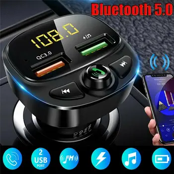2021 USB Nabíječka do Auta Pro Telefon Bluetooth 5.0 Bezdrátový Vysílač MP3 Přehrávač Dual USB Nabíječka TF Karty Hudba HandFree Sada do Auta
