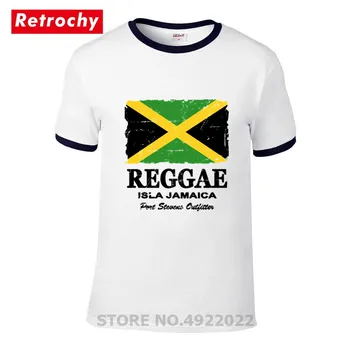 Rasta Reggae Jamaica National Flag T-shirt Módní Krátký Rukáv Bavlněné Tričko Dárky k Narozeninám Tričko Afrika Napájecí Pánské Top Tees