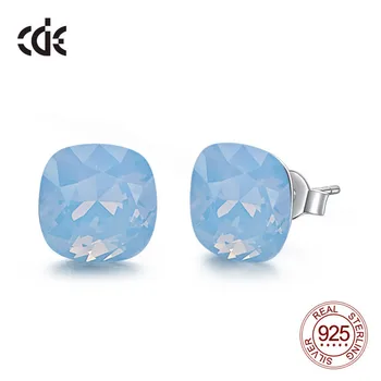 CDE Značky Šperky 925 Sterling Silver Náměstí Air Blue Opal Crystal Náušnice z Ženy Jemné Náušnice