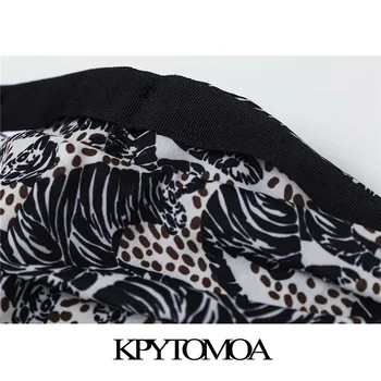 KPYTOMOA Ženy 2020 Elegantní Móda Leopard Tisk Skládaný Nabíranou Mini Sukně Vintage Vysokým Pasem, Zadní Zip Ženské Sukně Mujer