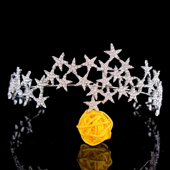 Módní Luxusní Crystal Star Vlasy Kapela Retro Drahokamu Svatební Tiára Koruna Čelenka Svatební Vlasy Příslušenství
