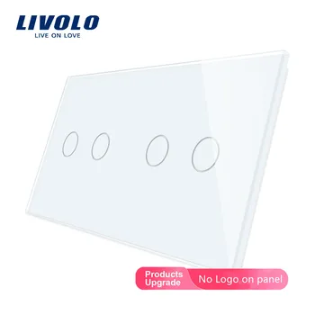 Livolo Luxusní Bílá Pearl Křišťálové Sklo,151mm*80mm, EU standardní, Double Glass Panel, VL-C7-C2/C2-11