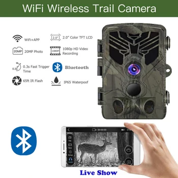 Live Show Wild Trail Camera Wifi APP Bluetooth Ovládání Lovecké Kamery Wifi830 20MP 1080P Noční Vidění Fotografie Přírody Pasti