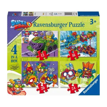 RAVENSBURGER 030538 PUZZLE 4 v 1 SUPERZINGS-hry, rodina, dítě, holka, PUZZLE, evoluční
