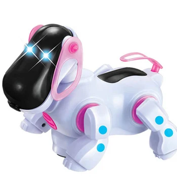 Elektrické Pes Elektronické domácí Zvířata Robot Psy s Hudbou Osvětlení Kůry Chodit Univerzální Kolo Roztomilá Interaktivní Hračka pro Děti