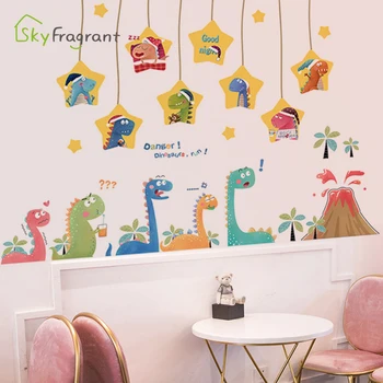 Velký malý roztomilý dinosaurus nálepka na zeď kombinaci samolepící dětský pokoj dekorace ložnice dekor domů, pozadí, stěna dekor