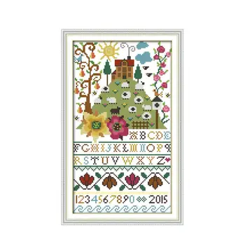 Květiny abeceda cross stitch kit kreslený 11ct 14ct počítají tisk plátno stehy vyšívání DIY ruční šití plus