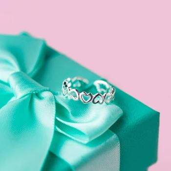 Modian Minimalistický Jednoduché Stohovatelné Srdce Ring pro Ženy Autentické 925 sterling Silver Nastavitelný Volný Velikost Ring Jemné Šperky
