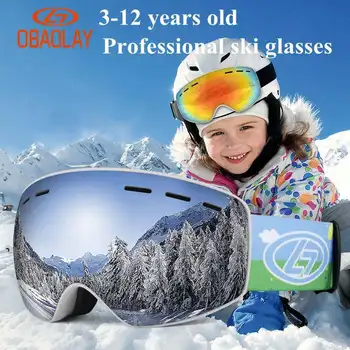 Dětské Lyžařské Brýle Větruodolný Skútr Anti-fog Lyžování Brýle Ochranné Anti-UV Děti Skateboard Snowboared Brýle