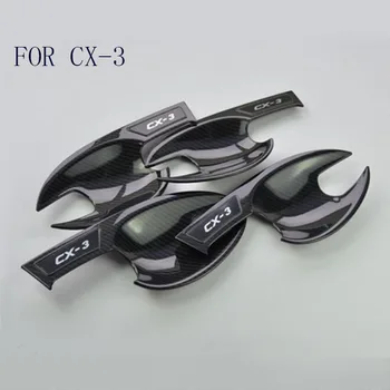 VHODNÉ PRO Mazda CX-3, CX 3-2018 ABS Chrom carbon fiber vnější kliky Dveří mísy dekorační kryt Obložení auto příslušenství