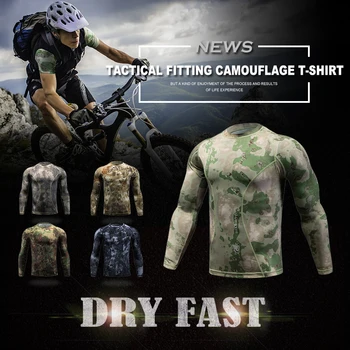 ActionUnion Taktické Vojenské Pánské tričko Dlouhý Rukáv Top SWAT Proti T-Košile, Tričko Super Quick-Dry Kamufláž Lov Airsoft