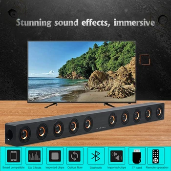 Bezdrátové Dřevěné TV Soundbar Bluetooth Reproduktor 40W Vestavěné Subwoofery, hi-fi Stereo Sloupec Surround Soundbar s Dálkovým ovládáním