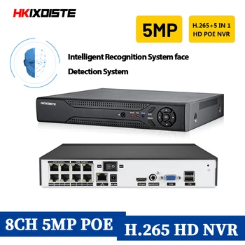 HKIXDISTE HD CCTV 8CH 5MP surveillance DVR POE NVR 8 kanál Face-Detekce HDMI Samostatný bezpečnostní 4G WIFI NVR videorekordér