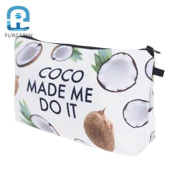 Legrační Roztomilý Kokosový Tisk Make-up Gadget Bag Organizátor Cestovní Potřeby zdarma Zipper Pouch Kosmetické Skladování Zip Lock Bag pro Ženy