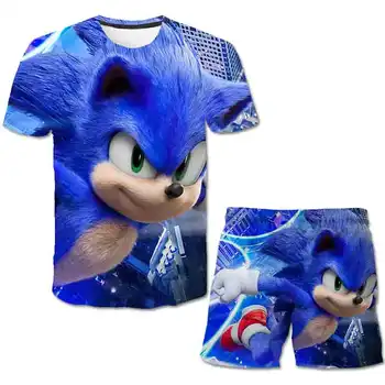 3D Sonic the Hedgehog T-trička Chlapci oblek Sportovní oblečení Dětské oblečení Mario Holek, kabát, Kostým Děti letní Set Baby Boy šortky