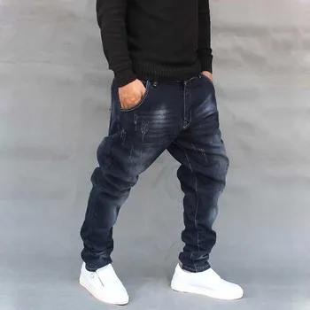 Hip Hop Harémové Džíny Pánské Jogger Kalhoty, Džíny Bavlna Stretch Loose Baggy Džínové Kalhoty Designer Muži Oblečení Plus Velikosti 28 Až 42