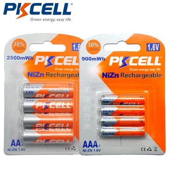 PKCELL 4ks NIZN AA Baterie 1,6 V 2500mWh Dobíjecí Baterií+4ks NI-ZN AAA Baterie 1,6 V 900mWh Dobíjecí Baterie
