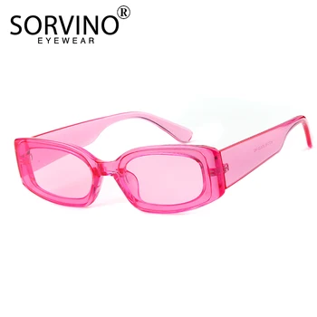 SORVINOVÁ Vintage Malý Růžový Obdélník, sluneční Brýle, Ženy Značky Designer 90. let, Úzké, Malé Obdélníkové Dámy Sluneční Brýle Odstíny SP78