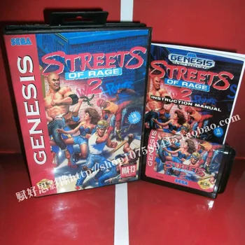 Sega MD hry Streets of rage 2 II s Box a Manuál pro 16-bitový Sega MD hry Kazety Megadrive Genesis systém