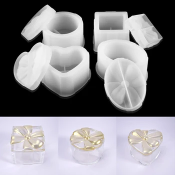 1 Úložný Box Pryskyřice Silikonová Forma Srdce Květ Tvaru Crystal Epoxy UV Dárkové Krabičce Řez Formy Pro DIY Šperky Nástroje