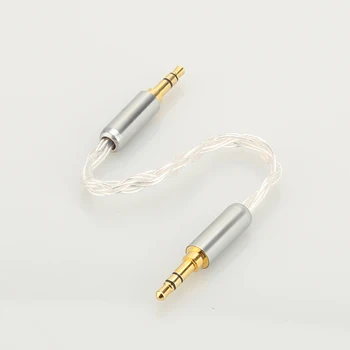 Audiocrast 10 cm Stříbrný Pozlacený 3,5 mm samec na 3,5 mm Samec Stereo Audio hi-fi Audio kabel auto AUX drát skok kabel