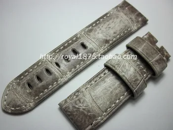 Ruční kosti vzor Luxusní krokodýlí kůže Pro PAM watchband 24mm Černý silný kožený pásek retro vysoce kvalitní Náramek