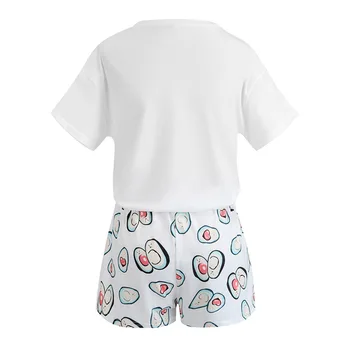 Dámské Pyžamo Domov Pohodlné Ležérní Krátký Rukáv krátké kalhoty Set Dámské oblečení na Spaní Roztomilý Kreslený Tisk Krátký Set Pyžamo pro Ženy