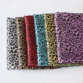 100cm*148cm Fialové Divoké Leopardí vzor Africké Tkaniny Satén, Charmeuse Tecido Oblečení