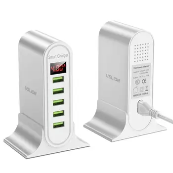 2020 Nový 5 Port USB Nabíječka Pro Xiaomi LED Displej Multi-USB Nabíjecí Stanice Univerzální Telefon Ploše Zdi Domů EU US UK Plug