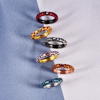 SANTUZZA Stříbrné Prsteny pro Ženy, Barevné leopard tisk Čistého 925 Sterling Silver Eternity Prsten Módní Šperky Smalt, RUČNÍ práce