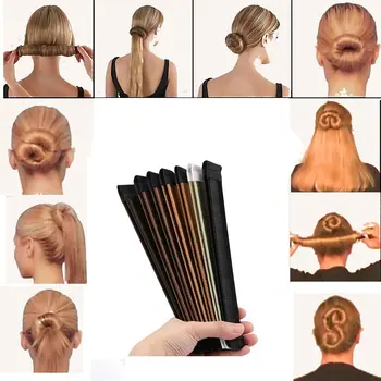 7Pcs/Set francouzské Kulma na Vlasy Kapely Crash Vlasy Donut Tleskat Prsten Magic Hairbands Jednoduché účes Výrobu Nástrojů Dívky Vlasové Doplňky