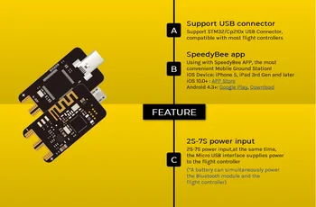 RunCam Speedybee Bluetooth USB Adaptér Podpora STM32/Cp210x USB Konektor kompatibilní s F4 Letu Řadiče pro FPV Drone