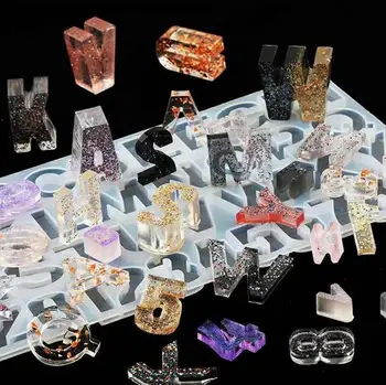 36 Písmena Abecedy, Čísla Ručně vyráběné DIY Silikonové Formy UV Pryskyřice Licí Formy Kit DIY Přívěsek Šperky Šperky Dělat Nástroj