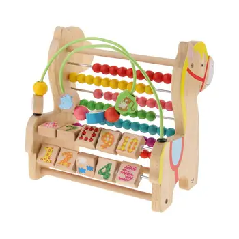 Dřevěná 3 v 1 Toy Abacus Labyrint Počet Bloků Učení v Raném věku Matematické Vzdělávací Hračky Dárek pro Děti, Děti