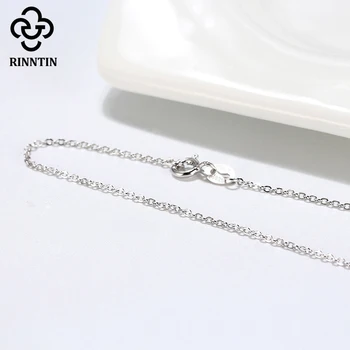 Rinntin 925 Sterling Silver Kabel Článkovým Řetězem pro Přívěsek 45cm/50cm/55cm Ženy Dlouhé Náhrdelník Sterling Silver Šperky SC06