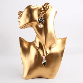 Zlaté Pryskyřice Manekýn Hlava Pro Šperky, Náušnice, Náhrdelník Vystaveny