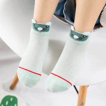 5Pairs/lot 2-9Y Dětské Ponožky Letní Bavlněné 3D Kreslený Zvíře Dětské Ponožky Dívky Ok Roztomilý Novorozené Chlapce Batole Dětské Ponožky