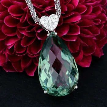Značka Zelené Barvy CZ Kapka Vody Zirkony Crystal Přívěsek Náhrdelník Nové Vysoce Kvalitní Ženy Šperky Dárek Pro Velkoobchod