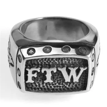 FTW dopisy Pánské prsten z nerezové oceli, punk despotický titanové oceli prsten FTW dopisy