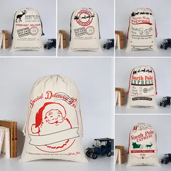 Velká Velikost Dárkové Tašky Personalizované Vánoční Pytle Skladování Bavlny Xmas Dárek Taška Santa Pytel Hraček Držáky