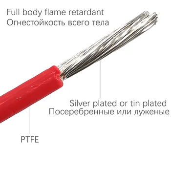 20 AWG, 0.5 metr milimetr drátu kabel zpomalovače hoření PTFE Pocínované Stříbrné pozlacené Napájecí kabel drát