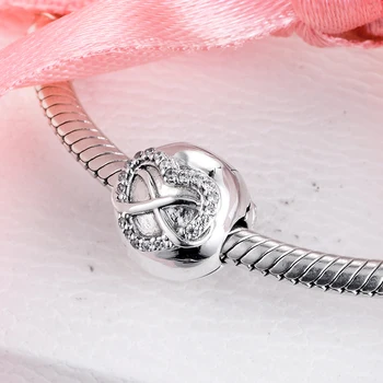 925 Sterling Silver Šperky Infinity Srdce Klip Korálky se Hodí Pandora Charms Náramek šperk Šperky pro Ženy DIY Výrobu kralen
