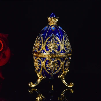 QIFU Řemeslné Krásné Modré Fabergé Vejce Šperky Box