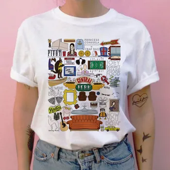 Přítel televizní show, ženy t košile harajuku kreslenou grunge streetwear tričko femme letní šaty t-shirt Tisk topy košile