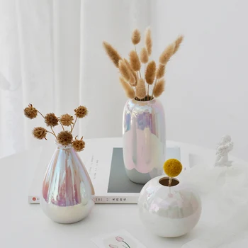 Nordic Minimalistický Laser Pearl Keramická Váza Barevné Aurora Rainbow Váza Domů Váza Stolní Dekorace Obývací Pokoj Ložnice Studie