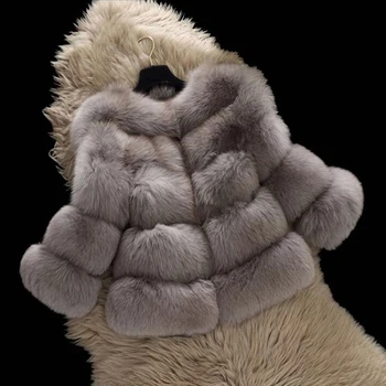 2020 Zima Dívky Umělé Kožešiny Kabát Elegantní Dívky Fox Kožešinové Bundy A Kabáty, Teplé Bundy Dětské Svrchní Oblečení Zahustit Děti Kabát