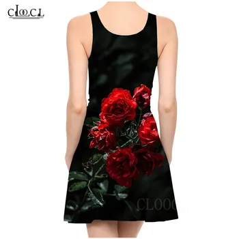Nové Červené Růže Plisované Šaty Pro Ženy Letní Květinové Květinové Šaty 3D Tisk Nadrozměrné Šaty bez Rukávů Příležitostné Party Sexy Šaty